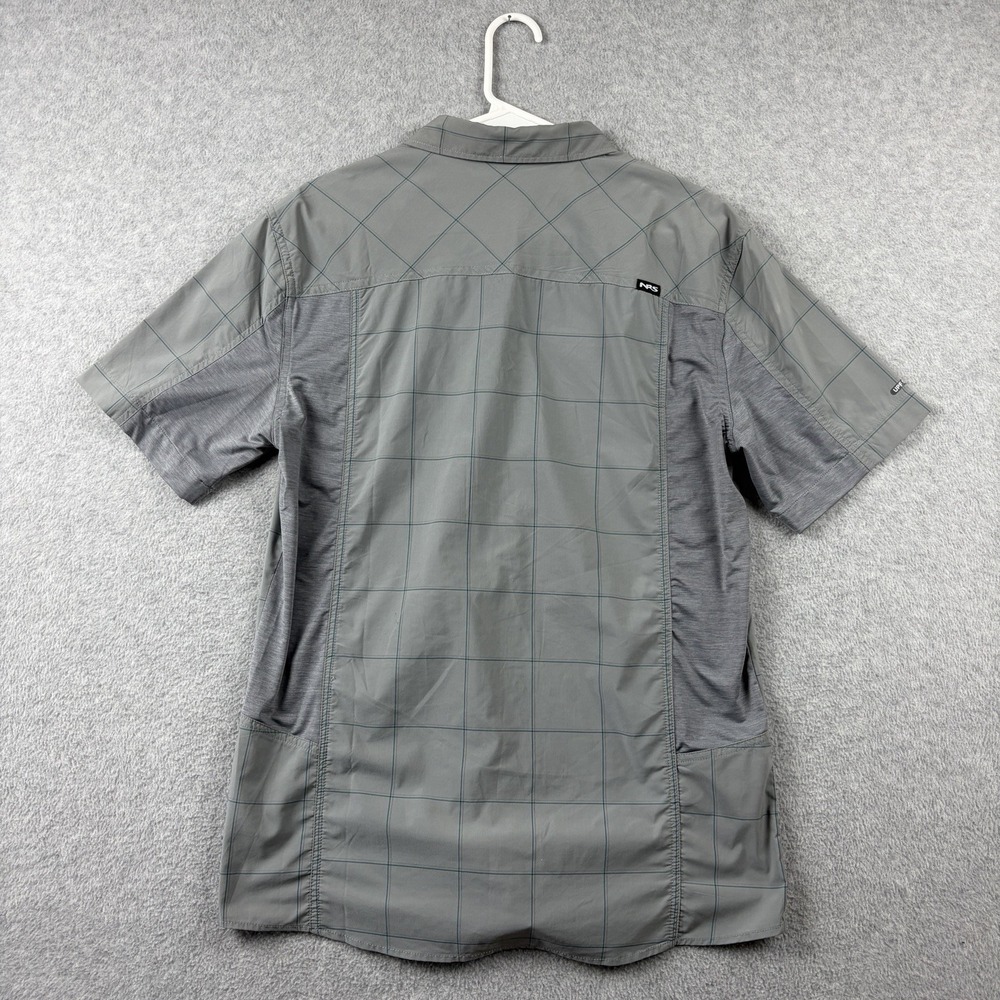 NRS Guide Shirt Mens Medium Gray Plaid Performance Snap Button Fishing UPF 50 - Picture 4 of 10